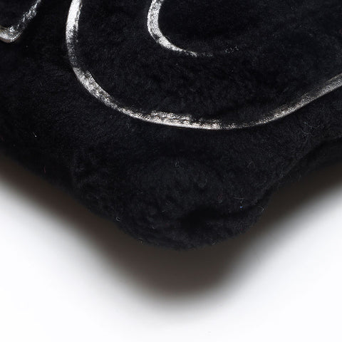 Miu Miu Shearling Logo Fur 5BF061 Clutch bag black WS13524