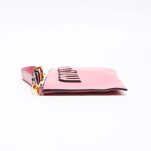 ミュウ ミュウ Miu Miu ロゴ レザー トラベルポーチ クラッチバッグ ピンク WS13525