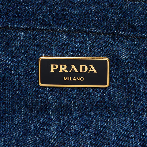PRADA Canapa Denim 2WAY Shoulder Handbag blue WS13535