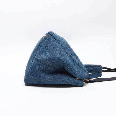 PRADA Canapa Denim 2WAY Shoulder Handbag blue WS13535