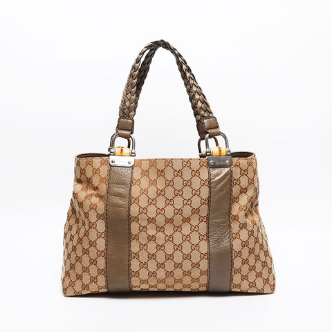 GUCCI GG Canvas Bamboo Tote Bag beige WS13537