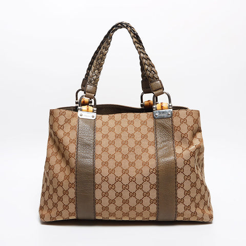 GUCCI GG Canvas Bamboo Tote Bag beige WS13537
