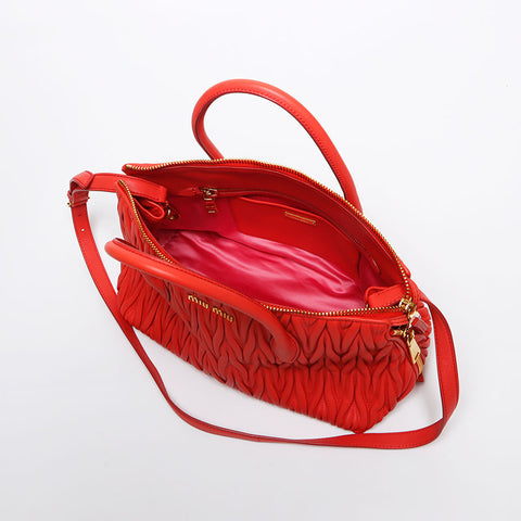 Miu Miu RN1016 Matelasse 2WAY Shoulder Handbag Coral WS13538