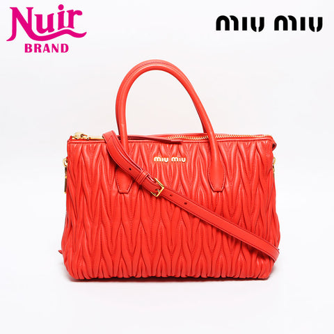 Miu Miu RN1016 Matelasse 2WAY Shoulder Handbag Coral WS13538