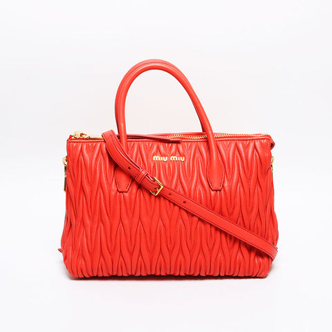 Miu Miu RN1016 Matelasse 2WAY Shoulder Handbag Coral WS13538