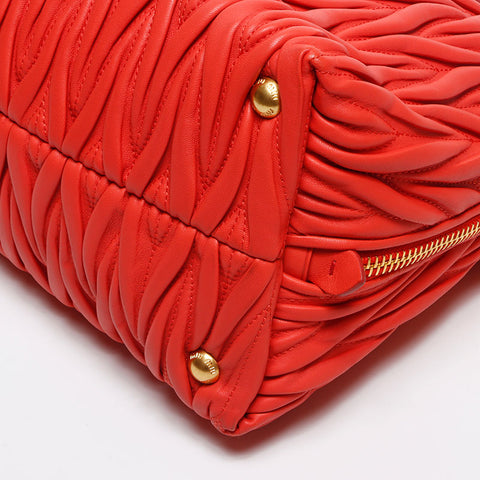 Miu Miu RN1016 Matelasse 2WAY Shoulder Handbag Coral WS13538