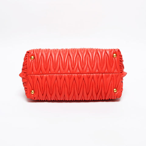 Miu Miu RN1016 Matelasse 2WAY Shoulder Handbag Coral WS13538