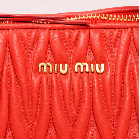 Miu Miu RN1016 Matelasse 2WAY Shoulder Handbag Coral WS13538