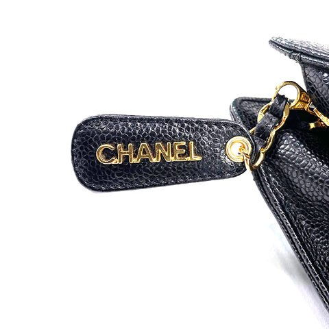 シャネル CHANEL キャビアスキン ココマーク ハンドバッグ レザー ブラック eit1669