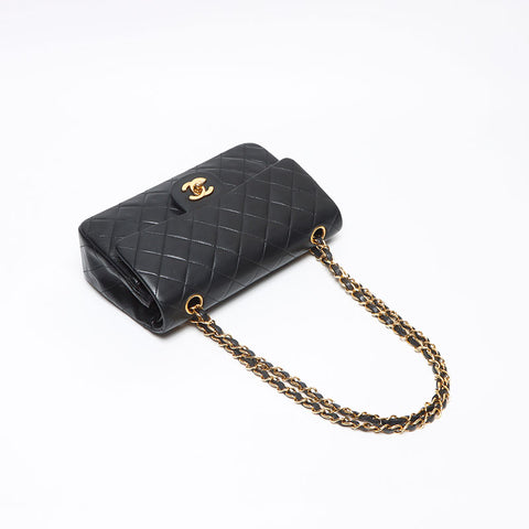 シャネル CHANEL 2番台 ラム ダブルフラップ クラシック 23cm ショルダーバッグ ブラック WS13541