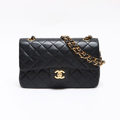 シャネル CHANEL 2番台 ラム ダブルフラップ クラシック 23cm ショルダーバッグ ブラック WS13541