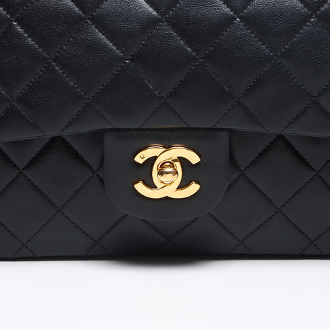 シャネル CHANEL 2番台 ラム ダブルフラップ クラシック 23cm ショルダーバッグ ブラック WS13541