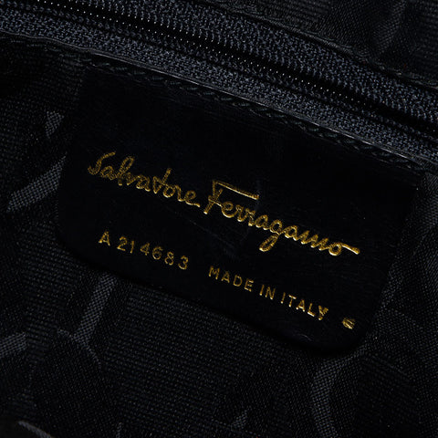 Salvatore Ferragamo Vara Leather Gold Metal Shoulder Bag black WS13544