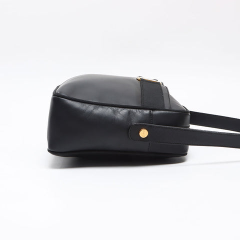 Salvatore Ferragamo Vara Leather Gold Metal Shoulder Bag black WS13544