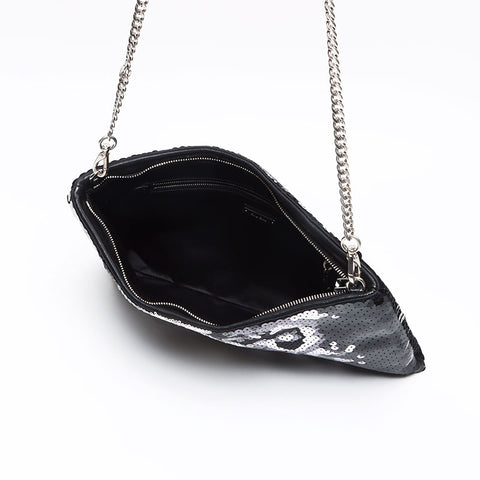 ミュウ ミュウ Miu Miu スパンコール クラッチバッグ チェーン ショルダーバッグ ブラック WS13545