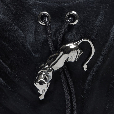 カルティエ CARTIER ハラコ パンテール ハンドバッグ ブラック WS13549