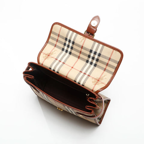 BURBERRY Nova Check Shoulder Out of Stock PVC Shoulder Bag beige WS13556