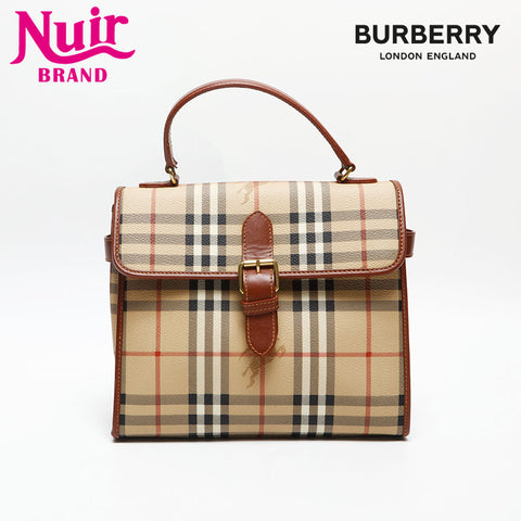 BURBERRY Nova Check Shoulder Out of Stock PVC Shoulder Bag beige WS13556