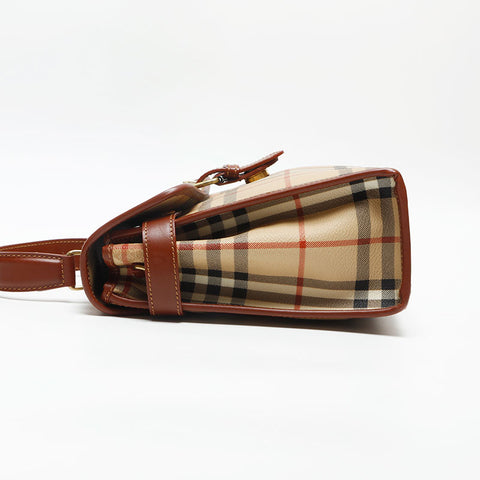 BURBERRY Nova Check Shoulder Out of Stock PVC Shoulder Bag beige WS13556