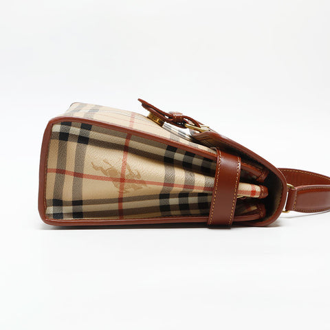 BURBERRY Nova Check Shoulder Out of Stock PVC Shoulder Bag beige WS13556