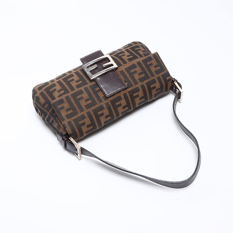フェンディ FENDI ズッカ キャンバス マンマバケット ショルダーバッグ ブラウン WS13559