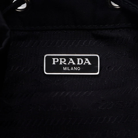 PRADA Triangle Logo Nylon Studs Mini Drawstring Bag Studs Shoulder Bag black WS13560