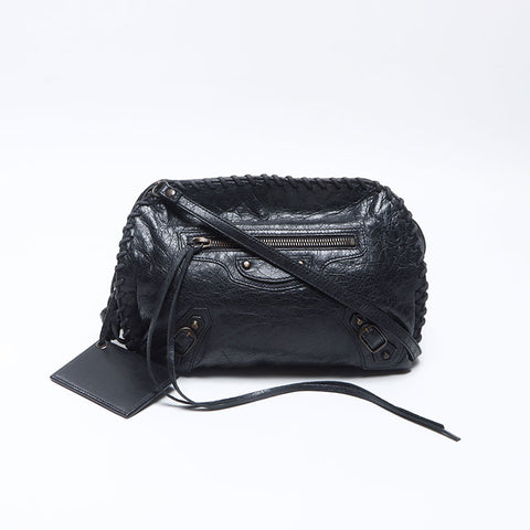 BALENCIAGA leather Shoulder Bag black WS13565