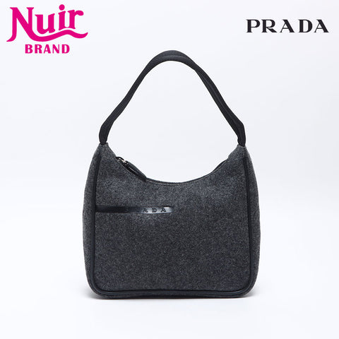 プラダ PRADA ウール ハンドバッグ グレー WS13566