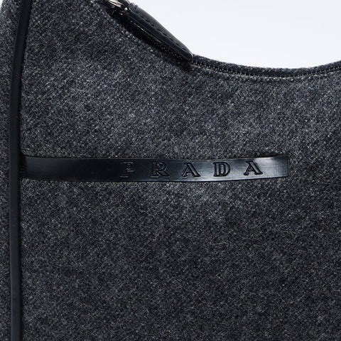 プラダ PRADA ウール ハンドバッグ グレー WS13566