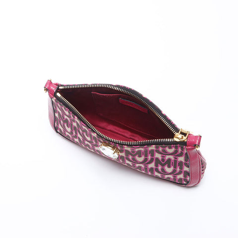 ミュウ ミュウ Miu Miu キャンバス ロゴ 総柄 ショルダーバッグ ピンク WS13567