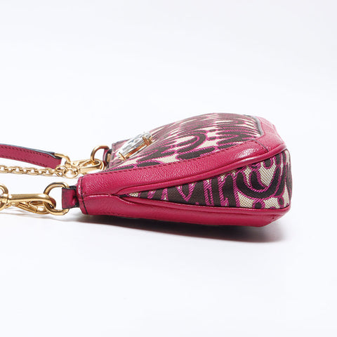 ミュウ ミュウ Miu Miu キャンバス ロゴ 総柄 ショルダーバッグ ピンク WS13567