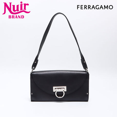 Salvatore Ferragamo Gancini leather Shoulder Bag black WS13568