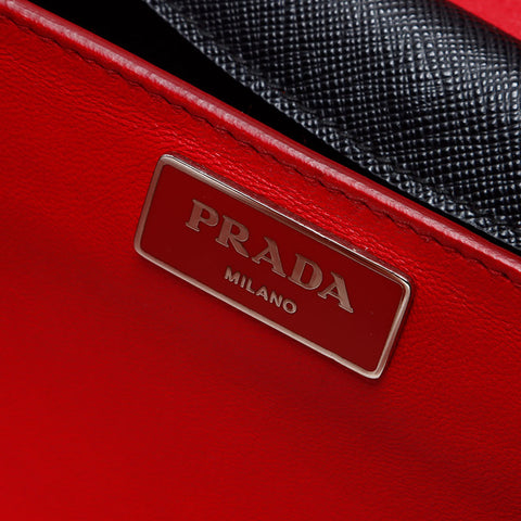 PRADA Stud Lock Saffiano Leather Shoulder Bag black WS13569