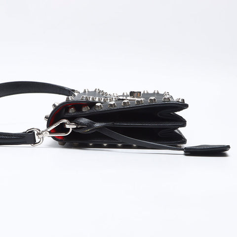 PRADA Stud Lock Saffiano Leather Shoulder Bag black WS13569