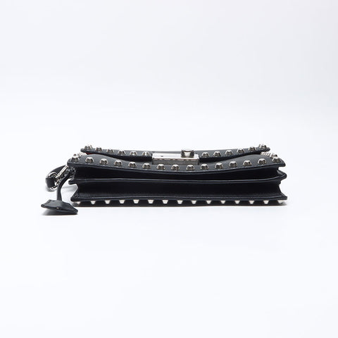 PRADA Stud Lock Saffiano Leather Shoulder Bag black WS13569