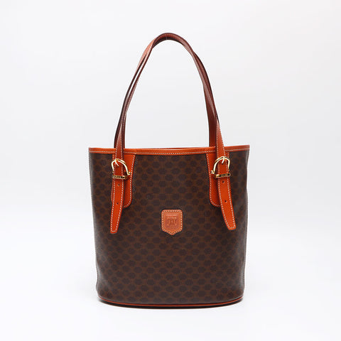 セリーヌ CELINE マカダム PVC バケットバッグ ショルダーバッグ ブラウン WS13570