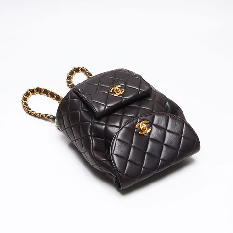 シャネル CHANEL 3番台 マトラッセ ラムスキン チェーン 1994-1999 リュック・デイパック ブラック WS13572