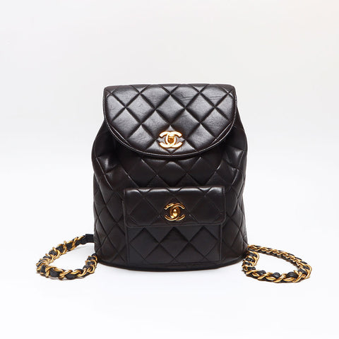 シャネル CHANEL 3番台 マトラッセ ラムスキン チェーン 1994-1999 リュック・デイパック ブラック WS13572