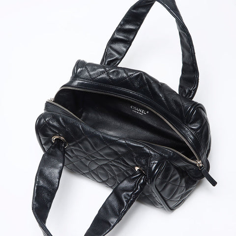 シャネル CHANEL 11番台 ミニボストン キャボアスキン ココマーク 2007-2008 ハンドバッグ ブラック WS13575