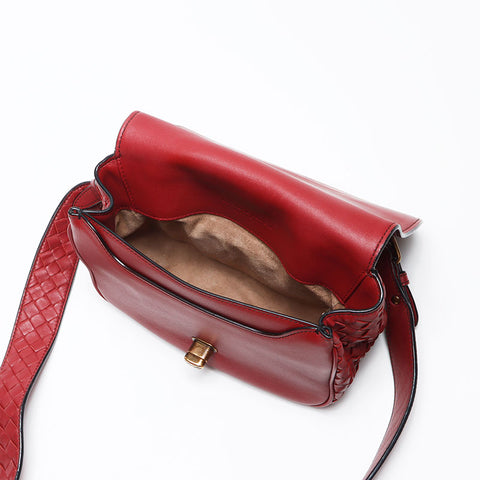 BOTTEGAVENETA NAPPA INTRECCIATO LUNA Shoulder Bag Red WS13578