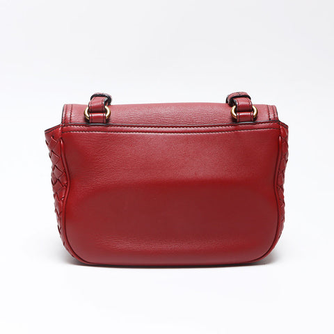 BOTTEGAVENETA NAPPA INTRECCIATO LUNA Shoulder Bag Red WS13578