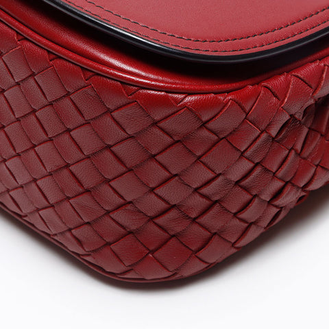 BOTTEGAVENETA NAPPA INTRECCIATO LUNA Shoulder Bag Red WS13578