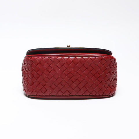 BOTTEGAVENETA NAPPA INTRECCIATO LUNA Shoulder Bag Red WS13578