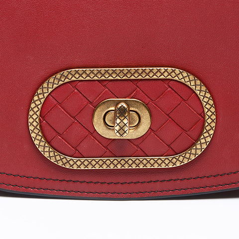 BOTTEGAVENETA NAPPA INTRECCIATO LUNA Shoulder Bag Red WS13578
