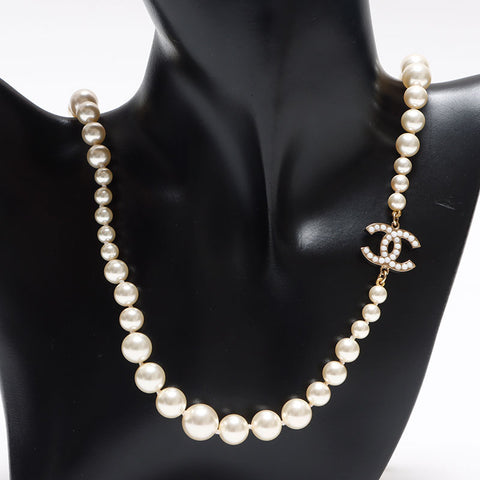 シャネル CHANEL 2010年製 パール ココマーク ネックレス ホワイト WS13580
