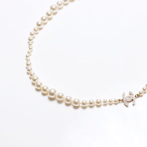 シャネル CHANEL 2010年製 パール ココマーク ネックレス ホワイト WS13580