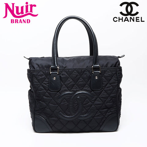 CHANEL Paris New York Line Nylon Large COCO Mark 10 Series 2005-2006 Tote Bag black WS13582