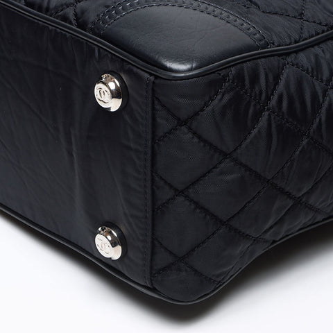 CHANEL Paris New York Line Nylon Large COCO Mark 10 Series 2005-2006 Tote Bag black WS13582
