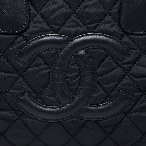 CHANEL Paris New York Line Nylon Large COCO Mark 10 Series 2005-2006 Tote Bag black WS13582