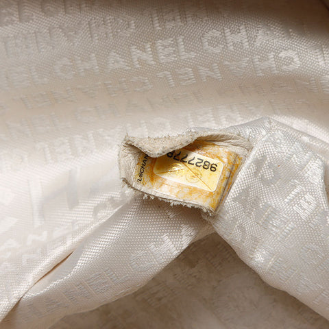 シャネル CHANEL ラフィア×ラムレザー ロゴ ミニ ボストンバッグ 9番台 2004-2005 ショルダーバッグ ベージュグリーン WS13583